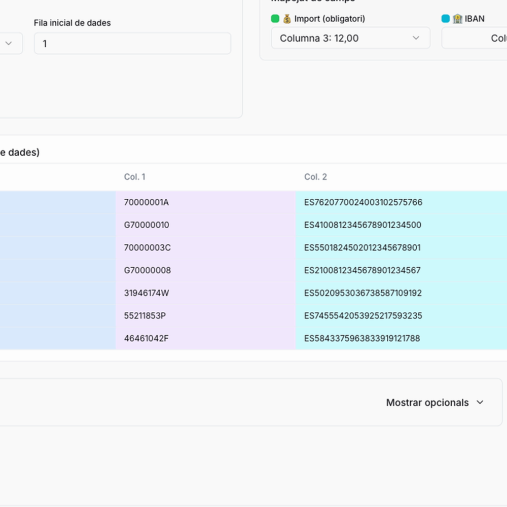 Pantalla d’assignació de contactes als moviments bancaris a Summa Social