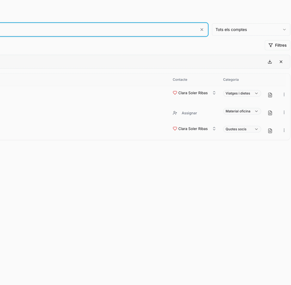 Pantalla de classificació automàtica de moviments bancaris a Summa Social