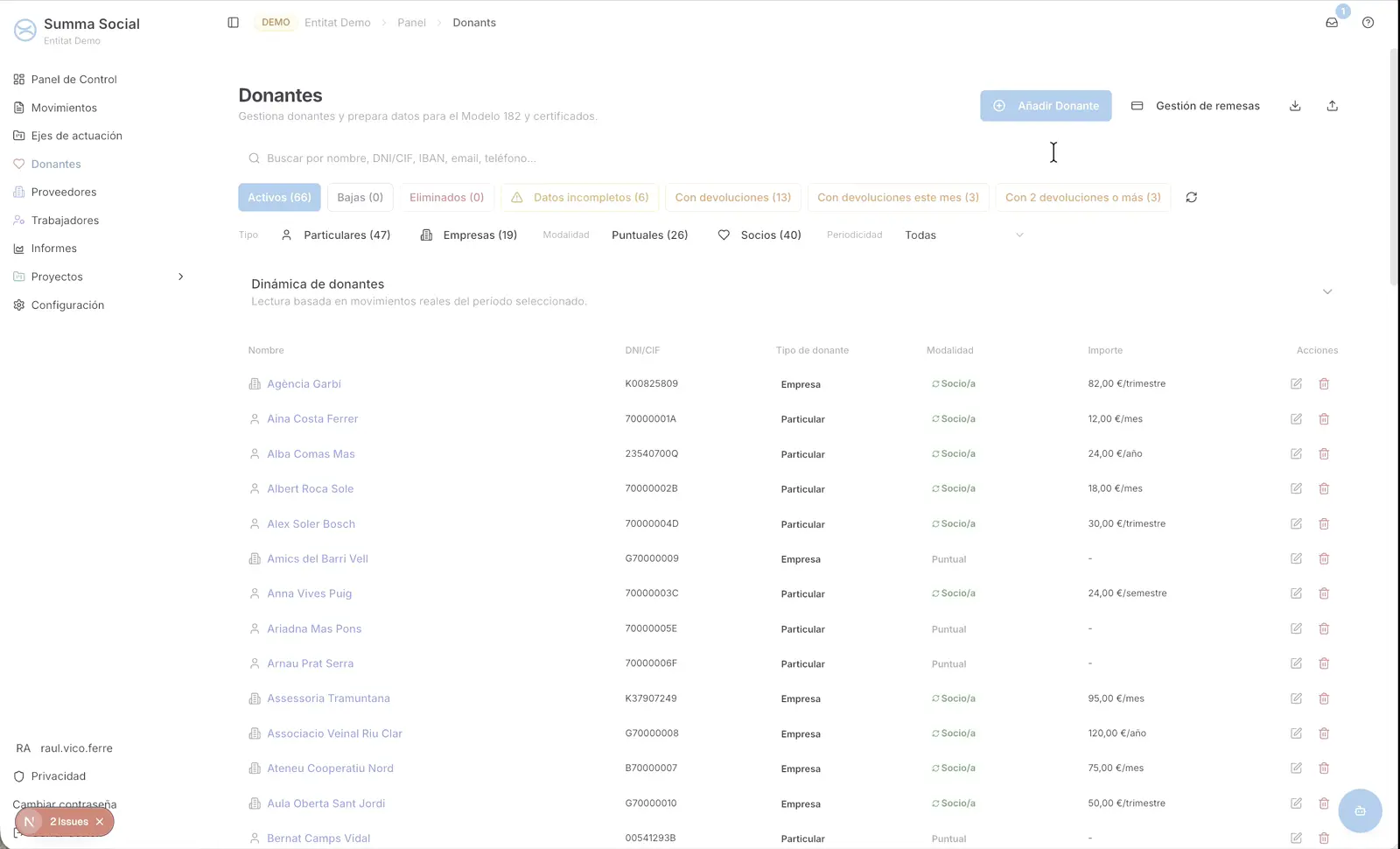 Vídeo demostratiu de la generació de remeses SEPA de quotes de socis amb Summa Social
